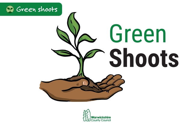 warwickshire county council green shoots logo hand holding a plant